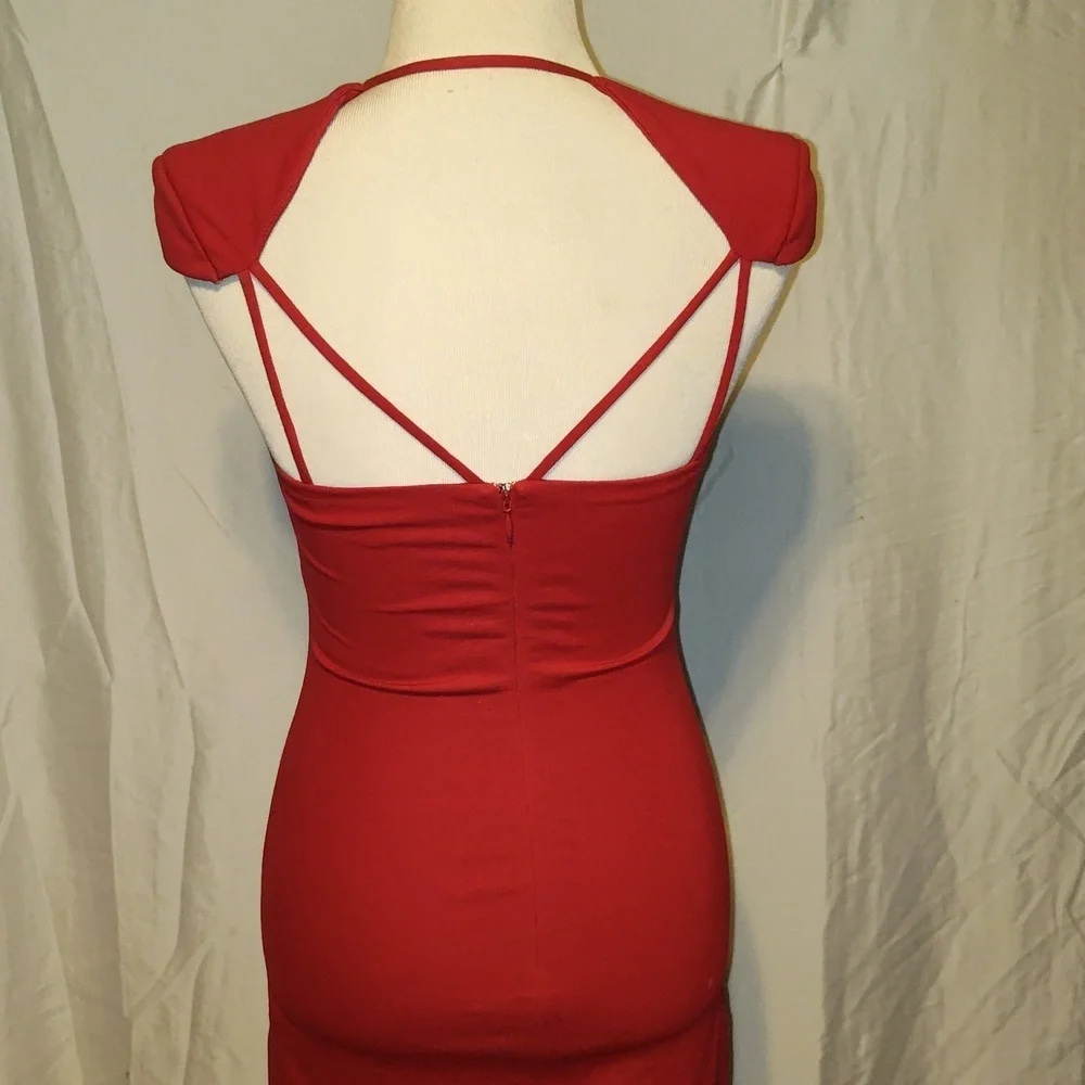 Guess Red cap-sleeve strappy dress size S - Picture 3 of 9